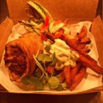 Sausage Roll and Sweet Potato Fries snack box